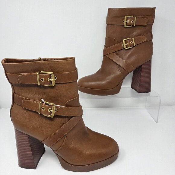 Vince Camuto Womens 10 Coliana Platform Bootie Ankle Boot Whiskey Zip High Heel - Picture 1 of 8